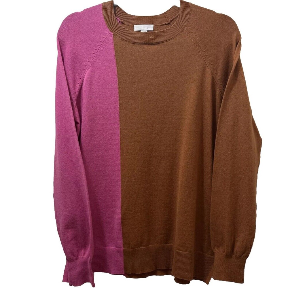 14th & Union Colorblock Crewneck Pullover Sweater S Preppy Colorful Oversized